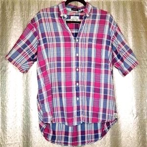 GANT Salty Dog EUC M berry plaid short-sleeved button-down shirt